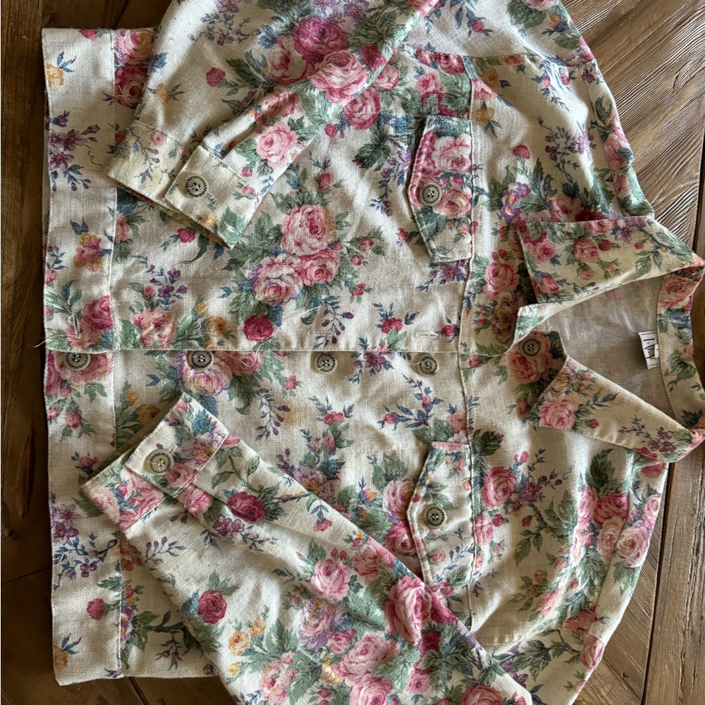 Linen floral button jacket